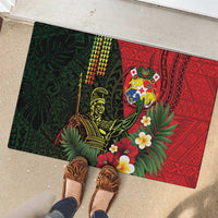 Hawaii And Tonga Rubber Doormat King Kamehameha Tribal Ngatu Pattern LT14 - Polynesian Pride