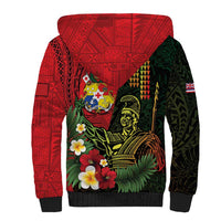 Hawaii And Tonga Sherpa Hoodie King Kamehameha Tribal Ngatu Pattern LT14 - Polynesian Pride