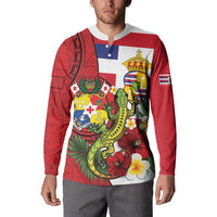 Hawaii And Tonga Button Sweatshirt King Kalakaua Tribal Gecko Tongan Ngatu LT14 - Polynesian Pride