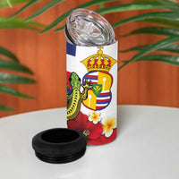 Hawaii And Tonga 4 in 1 Can Cooler Tumbler King Kalakaua Tribal Gecko Tongan Ngatu