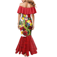 Hawaii And Tonga Family Matching Mermaid Dress and Hawaiian Shirt King Kalakaua Tribal Gecko Tongan Ngatu