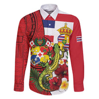 Hawaii And Tonga Family Matching Summer Maxi Dress and Hawaiian Shirt King Kalakaua Tribal Gecko Tongan Ngatu