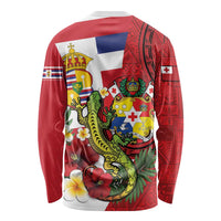 Hawaii And Tonga Long Sleeve Shirt King Kalakaua Tribal Gecko Tongan Ngatu LT14 - Polynesian Pride