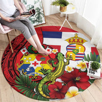 Hawaii And Tonga Round Carpet King Kalakaua Tribal Gecko Tongan Ngatu