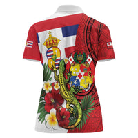 Hawaii And Tonga Women Polo Shirt King Kalakaua Tribal Gecko Tongan Ngatu