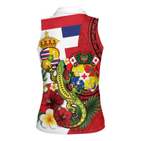 Hawaii And Tonga Women Sleeveless Polo Shirt King Kalakaua Tribal Gecko Tongan Ngatu