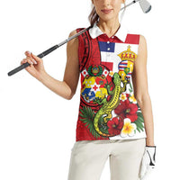 Hawaii And Tonga Women Sleeveless Polo Shirt King Kalakaua Tribal Gecko Tongan Ngatu
