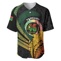 Personalised Vanuatu Independence Day Baseball Jersey July 30 Pig Tusk Long God Yumi Stanap LT14 Black - Polynesian Pride