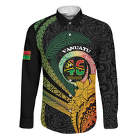 Personalised Vanuatu Independence Day Family Matching Summer Maxi Dress and Hawaiian Shirt July 30 Pig Tusk Long God Yumi Stanap LT14 Dad's Shirt - Long Sleeve Black - Polynesian Pride