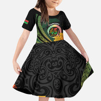 Personalised Vanuatu Independence Day Kid Short Sleeve Dress July 30 Pig Tusk Long God Yumi Stanap LT14 KID Black - Polynesian Pride