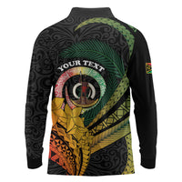 Personalised Vanuatu Independence Day Long Sleeve Polo Shirt July 30 Pig Tusk Long God Yumi Stanap LT14 - Polynesian Pride
