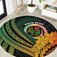 Personalised Vanuatu Independence Day Round Carpet July 30 Pig Tusk Long God Yumi Stanap LT14 Black - Polynesian Pride