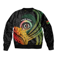 Personalised Vanuatu Independence Day Sleeve Zip Bomber Jacket July 30 Pig Tusk Long God Yumi Stanap LT14 - Polynesian Pride