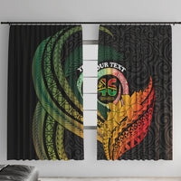 Personalised Vanuatu Independence Day Window Curtain July 30 Pig Tusk Long God Yumi Stanap LT14 With Hooks Black - Polynesian Pride