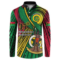 Halo Vanuatu Button Sweatshirt Happy 45th Independence Anniversary LT14 Black - Polynesian Pride