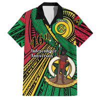 Halo Vanuatu Family Matching Off Shoulder Maxi Dress and Hawaiian Shirt Happy 46th Independence Anniversary LT14 Dad's Shirt - Short Sleeve Black - Polynesian Pride
