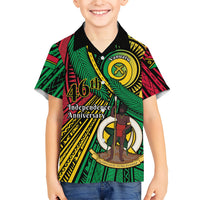 Halo Vanuatu Family Matching Off Shoulder Maxi Dress and Hawaiian Shirt Happy 46th Independence Anniversary LT14 Son's Shirt Black - Polynesian Pride