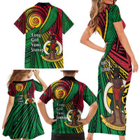 Halo Vanuatu Family Matching Short Sleeve Bodycon Dress and Hawaiian Shirt Happy 46th Independence Anniversary LT14 - Polynesian Pride