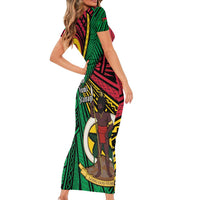 Halo Vanuatu Family Matching Short Sleeve Bodycon Dress and Hawaiian Shirt Happy 46th Independence Anniversary LT14 - Polynesian Pride