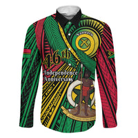 Halo Vanuatu Family Matching Tank Maxi Dress and Hawaiian Shirt Happy 46th Independence Anniversary LT14 Dad's Shirt - Long Sleeve Black - Polynesian Pride