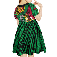 Halo Vanuatu Kid Short Sleeve Dress Happy 46th Independence Anniversary LT14 - Polynesian Pride