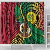 Halo Vanuatu Shower Curtain Happy 46th Independence Anniversary LT14 - Polynesian Pride