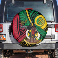Halo Vanuatu Spare Tire Cover Happy 45th Independence Anniversary LT14 Black - Polynesian Pride