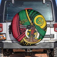 Halo Vanuatu Spare Tire Cover Happy 46th Independence Anniversary LT14 Black - Polynesian Pride