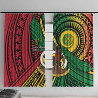Halo Vanuatu Window Curtain Happy 45th Independence Anniversary LT14 With Hooks Black - Polynesian Pride