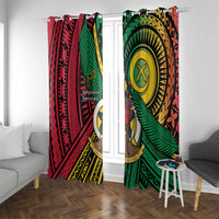 Halo Vanuatu Window Curtain Happy 45th Independence Anniversary LT14 With Grommets Black - Polynesian Pride