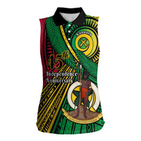 Halo Vanuatu Women Sleeveless Polo Shirt Happy 45th Independence Anniversary LT14 Female Black - Polynesian Pride