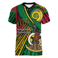 Halo Vanuatu Women V-Neck T-Shirt Happy 46th Independence Anniversary LT14 Female Black - Polynesian Pride