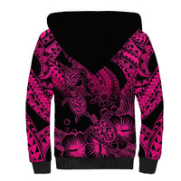 Personalised Polynesian Sherpa Hoodie Tribal Honu Turtle with Hibiscus Pink Version LT14 - Polynesian Pride