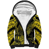 Personalised Polynesian Sherpa Hoodie Tribal Honu Turtle with Hibiscus Gold Version LT14 Unisex Gold - Polynesian Pride