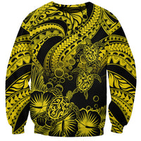 Personalised Polynesian Sweatshirt Tribal Honu Turtle with Hibiscus Gold Version LT14 Unisex Gold - Polynesian Pride