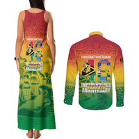 Vanuatu Indipendens Dei Couples Matching Tank Maxi Dress and Long Sleeve Button Shirt Yumi 46th Independence Anniversary LT14 - Polynesian Pride
