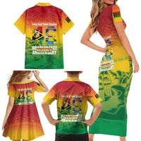 Vanuatu Indipendens Dei Family Matching Short Sleeve Bodycon Dress and Hawaiian Shirt Yumi 46th Independence Anniversary