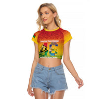Vanuatu Indipendens Dei Raglan Cropped T Shirt Yumi 46th Independence Anniversary LT14 Female Reggae - Polynesian Pride