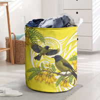 Bellbird New Zealand Laundry Basket Korimako Kowhai Maori Pattern LT14 Yellow - Polynesian Pride