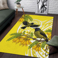 Bellbird New Zealand Area Rug Korimako Kowhai Maori Pattern LT14 Yellow - Polynesian Pride