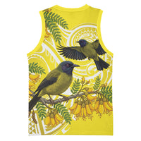 Bellbird New Zealand Basketball Jersey Korimako Kowhai Maori Pattern LT14 - Polynesian Pride