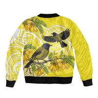 Bellbird New Zealand Bomber Jacket Korimako Kowhai Maori Pattern LT14 - Polynesian Pride