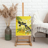 Bellbird New Zealand Canvas Wall Art Korimako Kowhai Maori Pattern LT14 - Polynesian Pride