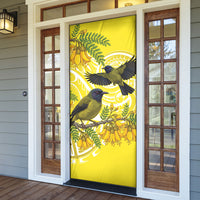 Bellbird New Zealand Door Cover Korimako Kowhai Maori Pattern LT14 - Polynesian Pride