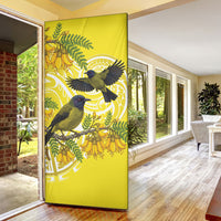 Bellbird New Zealand Door Cover Korimako Kowhai Maori Pattern LT14 - Polynesian Pride