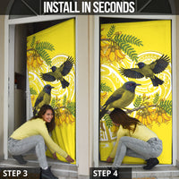 Bellbird New Zealand Door Cover Korimako Kowhai Maori Pattern LT14 - Polynesian Pride