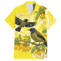 Bellbird New Zealand Hawaiian Shirt Korimako Kowhai Maori Pattern LT14 Yellow - Polynesian Pride