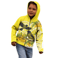 Bellbird New Zealand Kid Hoodie Korimako Kowhai Maori Pattern LT14 - Polynesian Pride