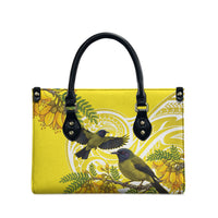 Bellbird New Zealand Leather Bag Korimako Kowhai Maori Pattern LT14 - Polynesian Pride