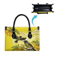 Bellbird New Zealand Leather Bag Korimako Kowhai Maori Pattern LT14 - Polynesian Pride